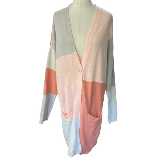 J. Jill multicolor color-block one-button longline cardigan sweater Size medium - Picture 10 of 10